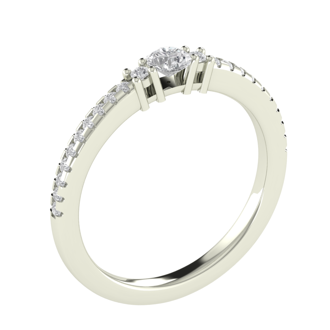 Three Stone Solitaire With Accent Moissanite Wedding Ring