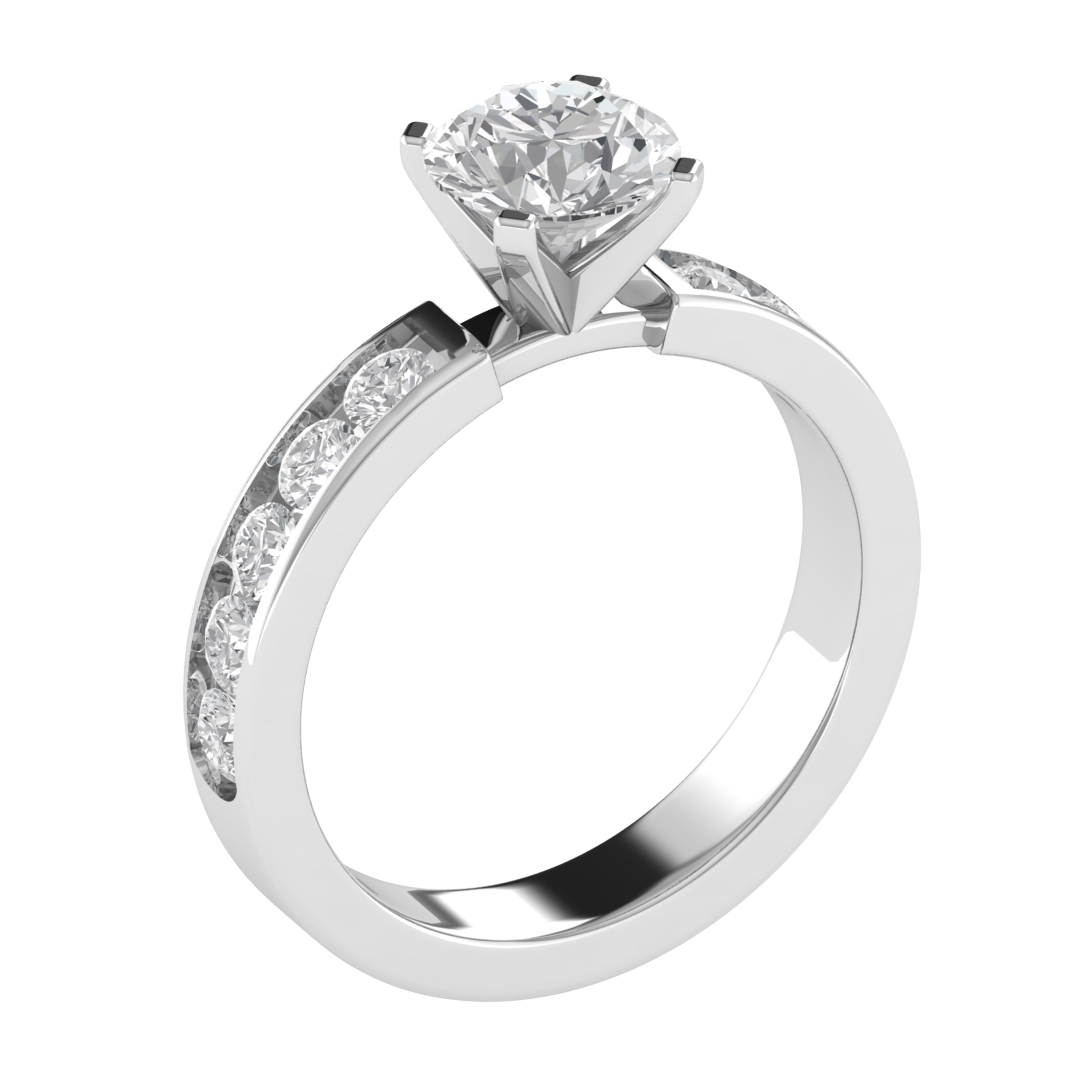 Round Cut Moissanite Diamond Channel Set Wedding Ring