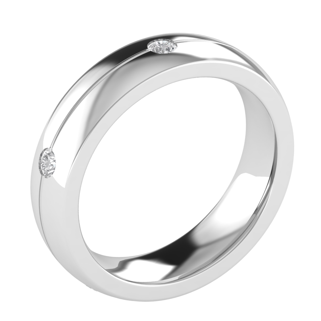 Three Stone Flush Setting Round Cut Moissanite Men's Band