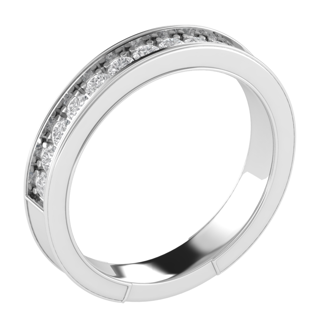 Half Eternity Channel Set Round Cut Moissanite Wedding Band