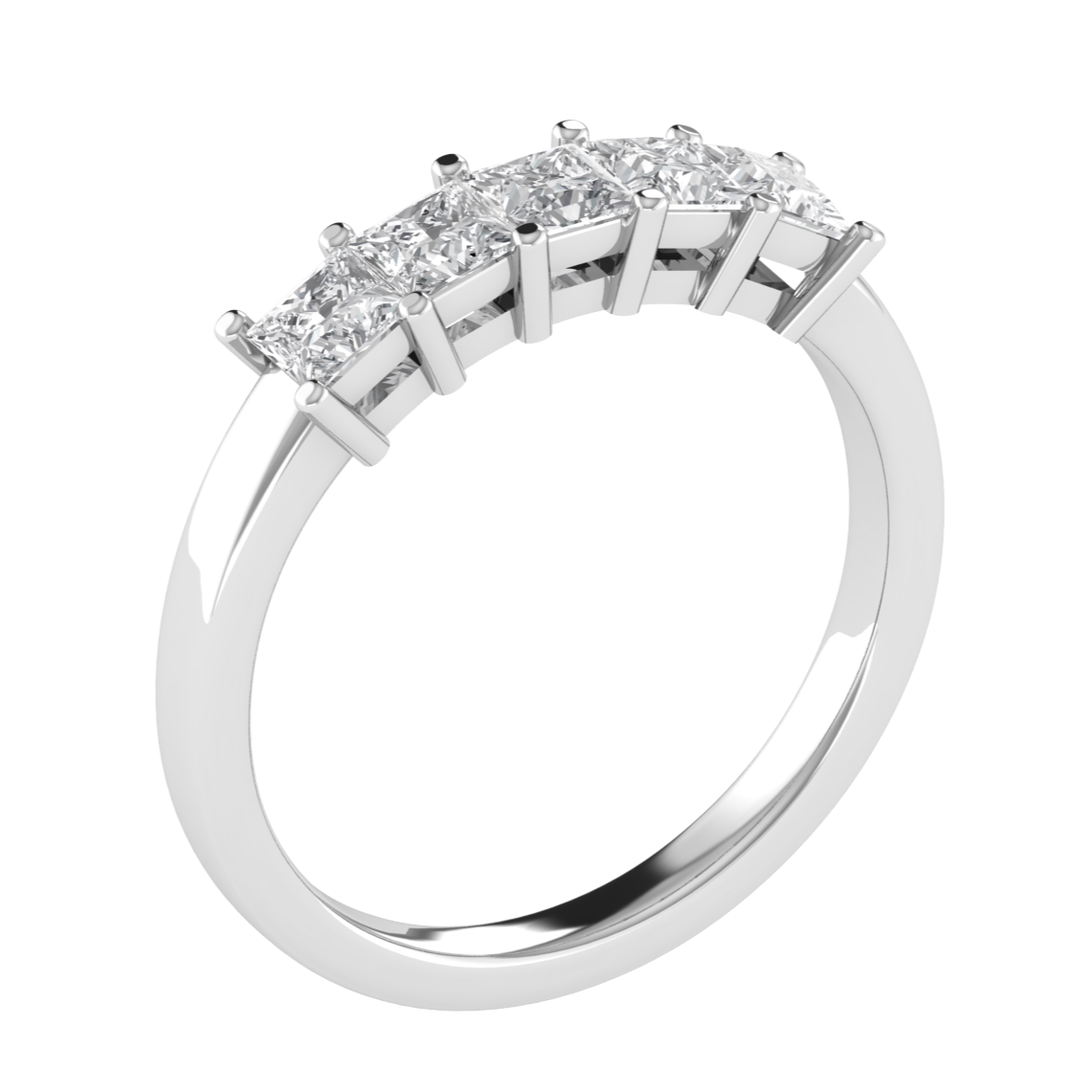 Princess Cut Five Stone Moissanite Wedding Ring