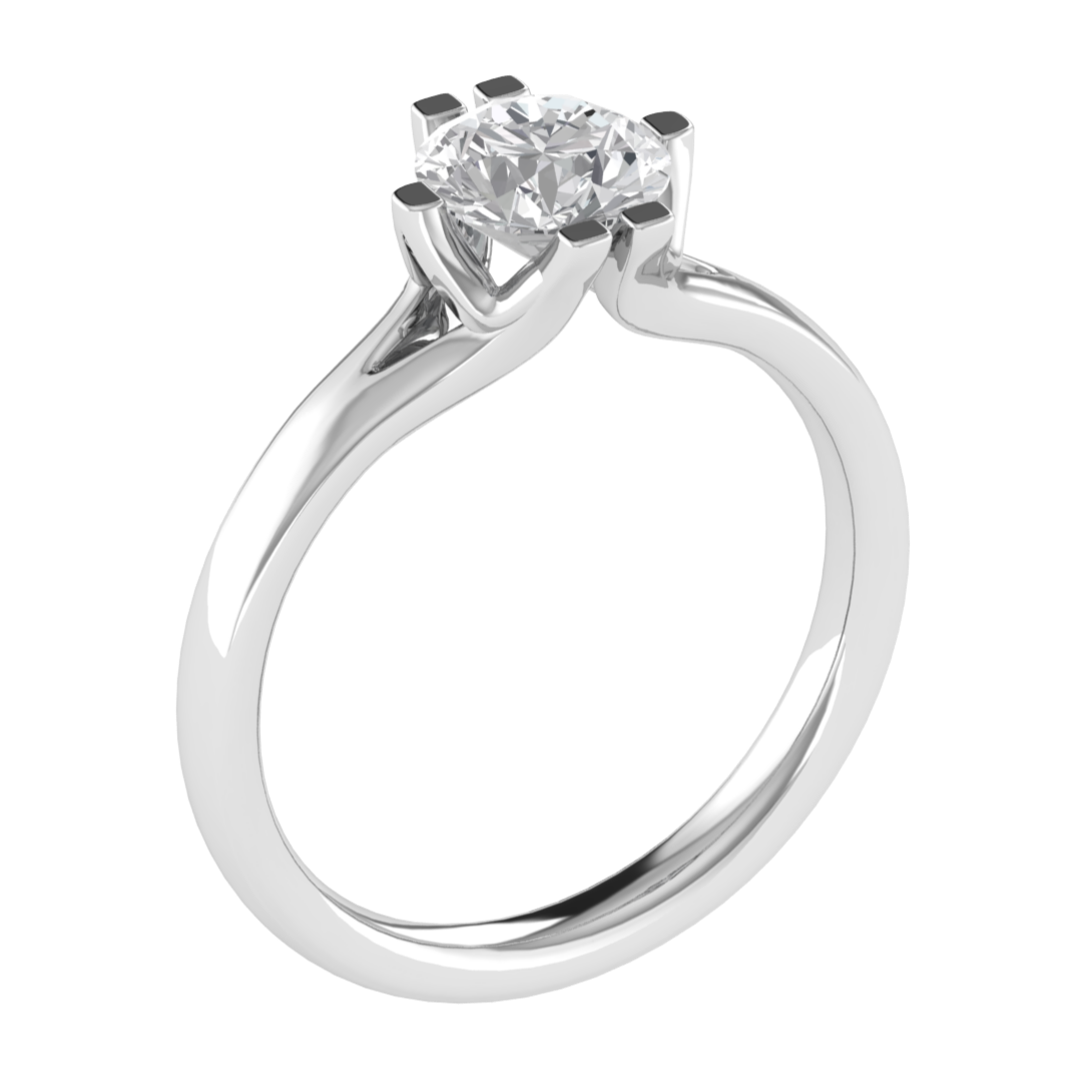 Solitaire Split Shank Round Cut Moissanite Engagement Ring