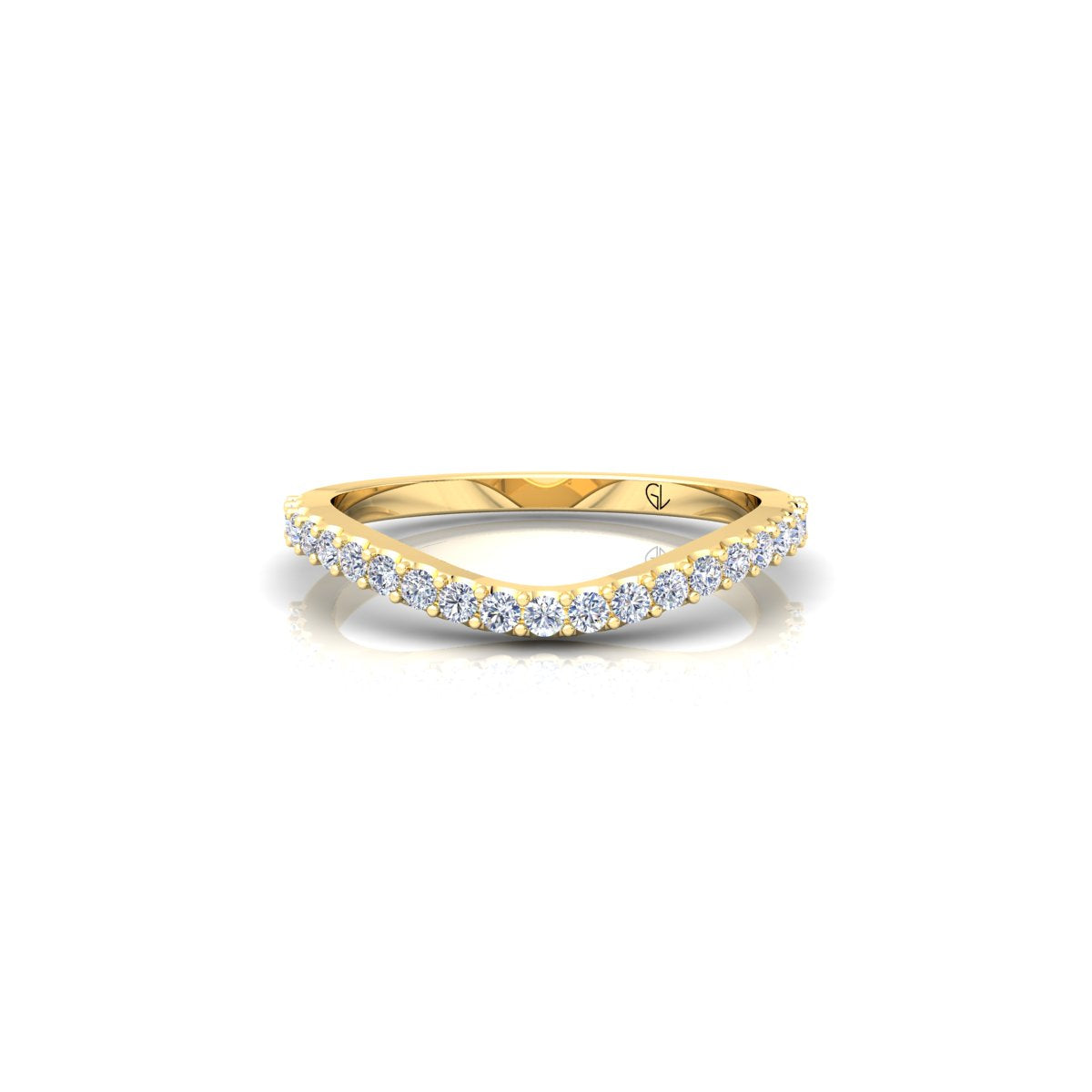 Lab Grown Diamond Curved Minimalist 14K White Gold Wedding Band