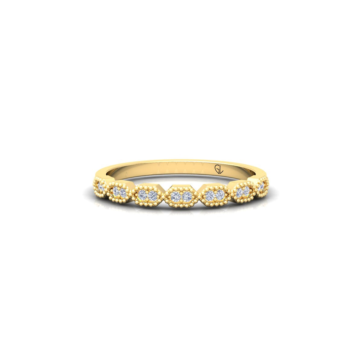 Lab Grown Diamond Vintage Inspired 14K White Gold Wedding Band