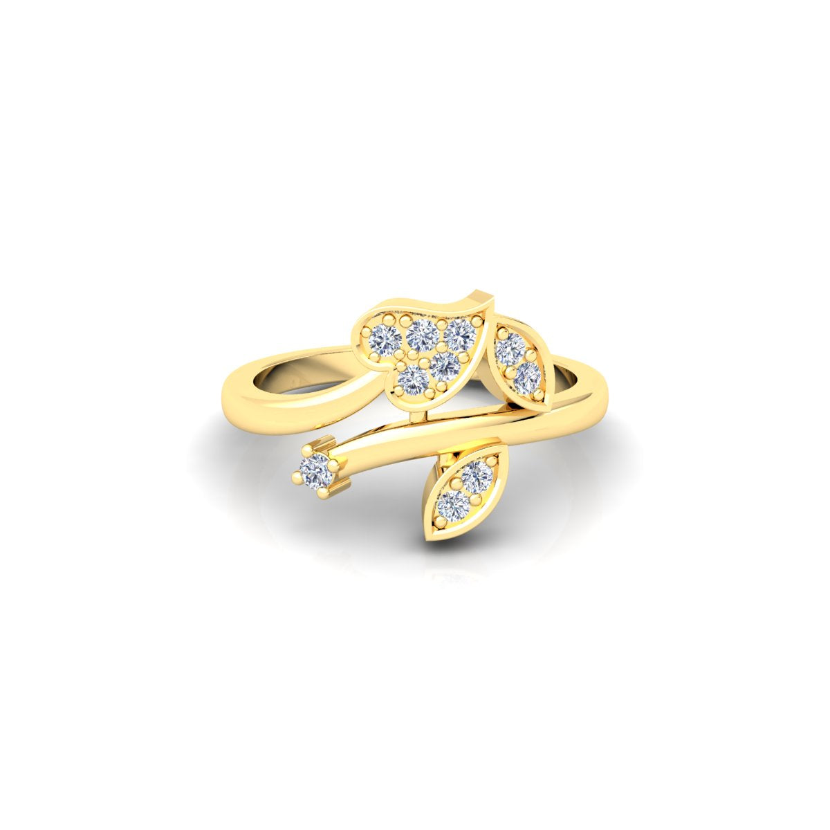 Lab Grown Diamond Swirl Leaf Inspired 14K White Gold Wedding Band