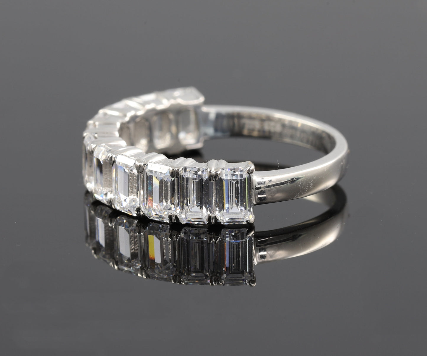 Half Eternity Emerald Cut Moissanite Wedding Band