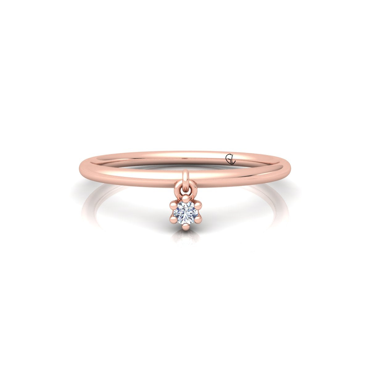 Lab Grown Diamond Dangling Charm 14K White Gold Wedding Ring