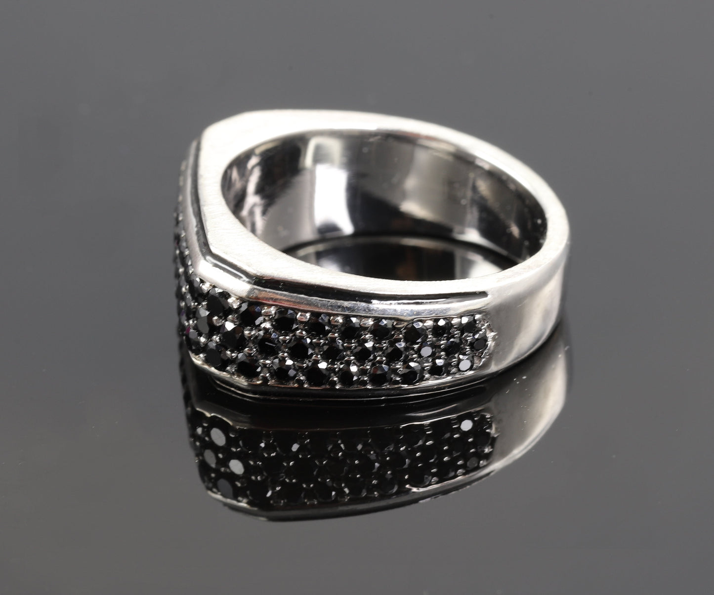 Men's Black Round Diamond Cut Moissanite Band