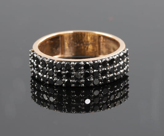 Men's Half Eternity Black Round Diamond Cut Moissanite Band