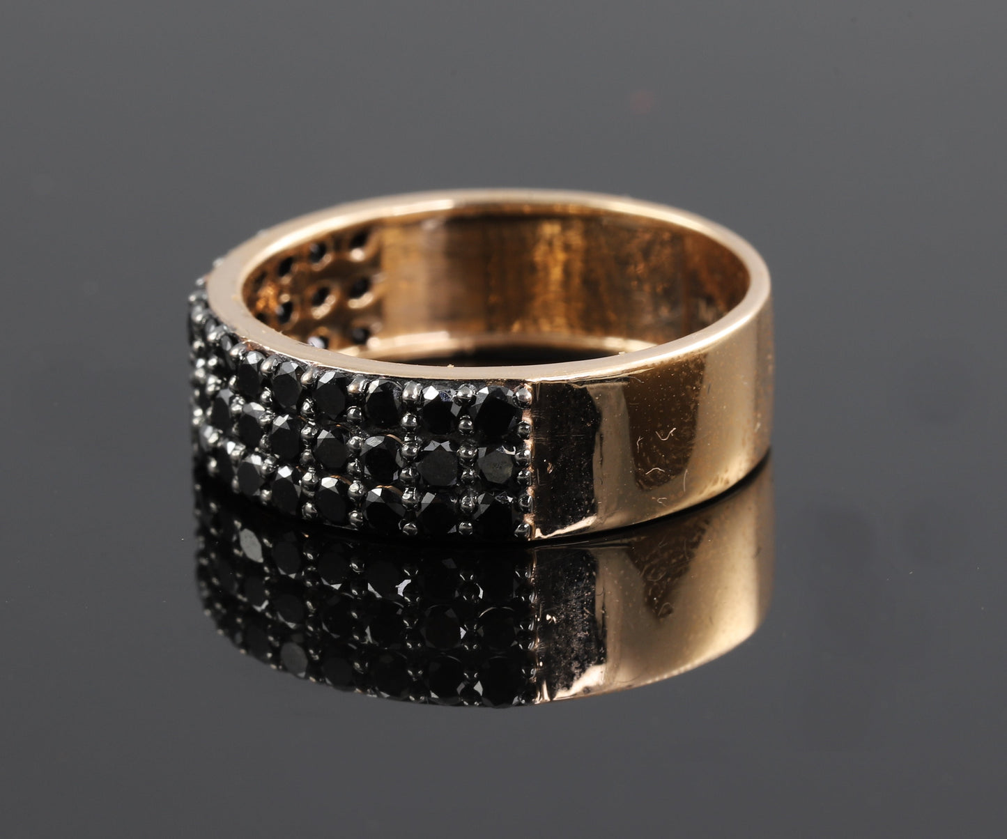 Men's Half Eternity Black Round Diamond Cut Moissanite Band