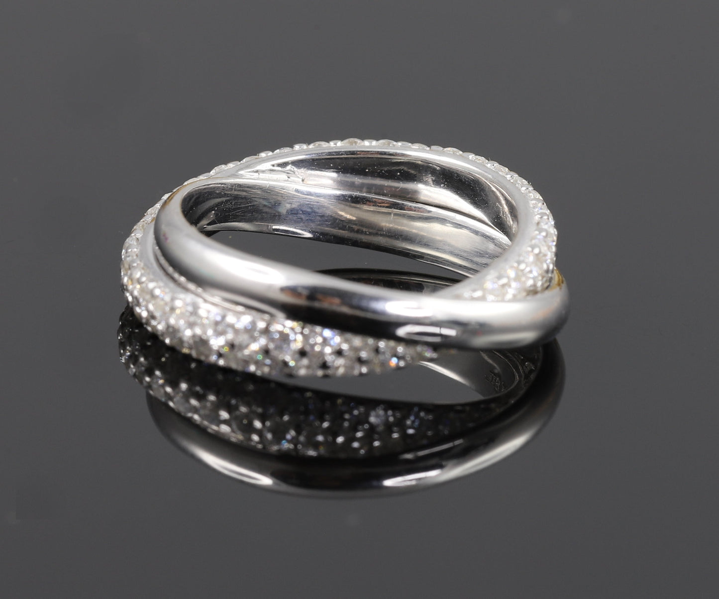 Russian Cross Over Round Cut Moissanite Wedding Band