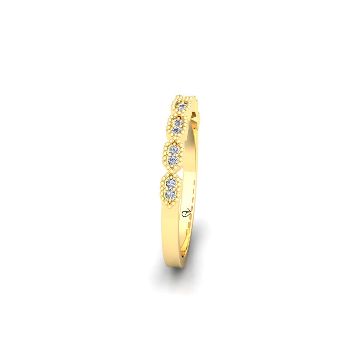 Lab Grown Diamond Vintage Inspired 14K White Gold Wedding Band