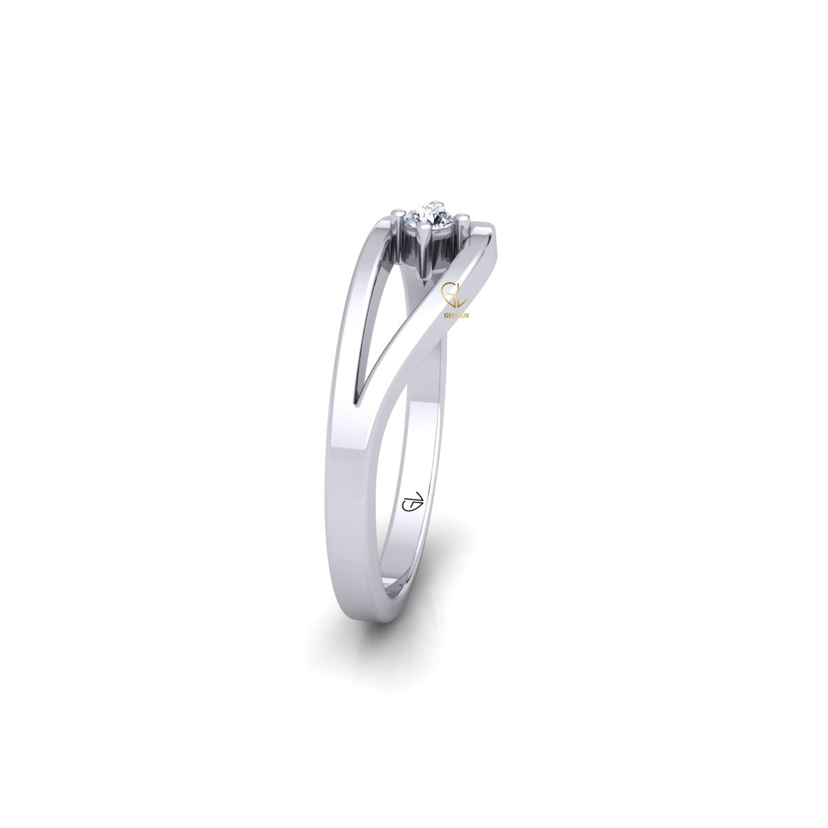 Lab Grown Diamond Curved Solitaire 14K White Gold Wedding Band