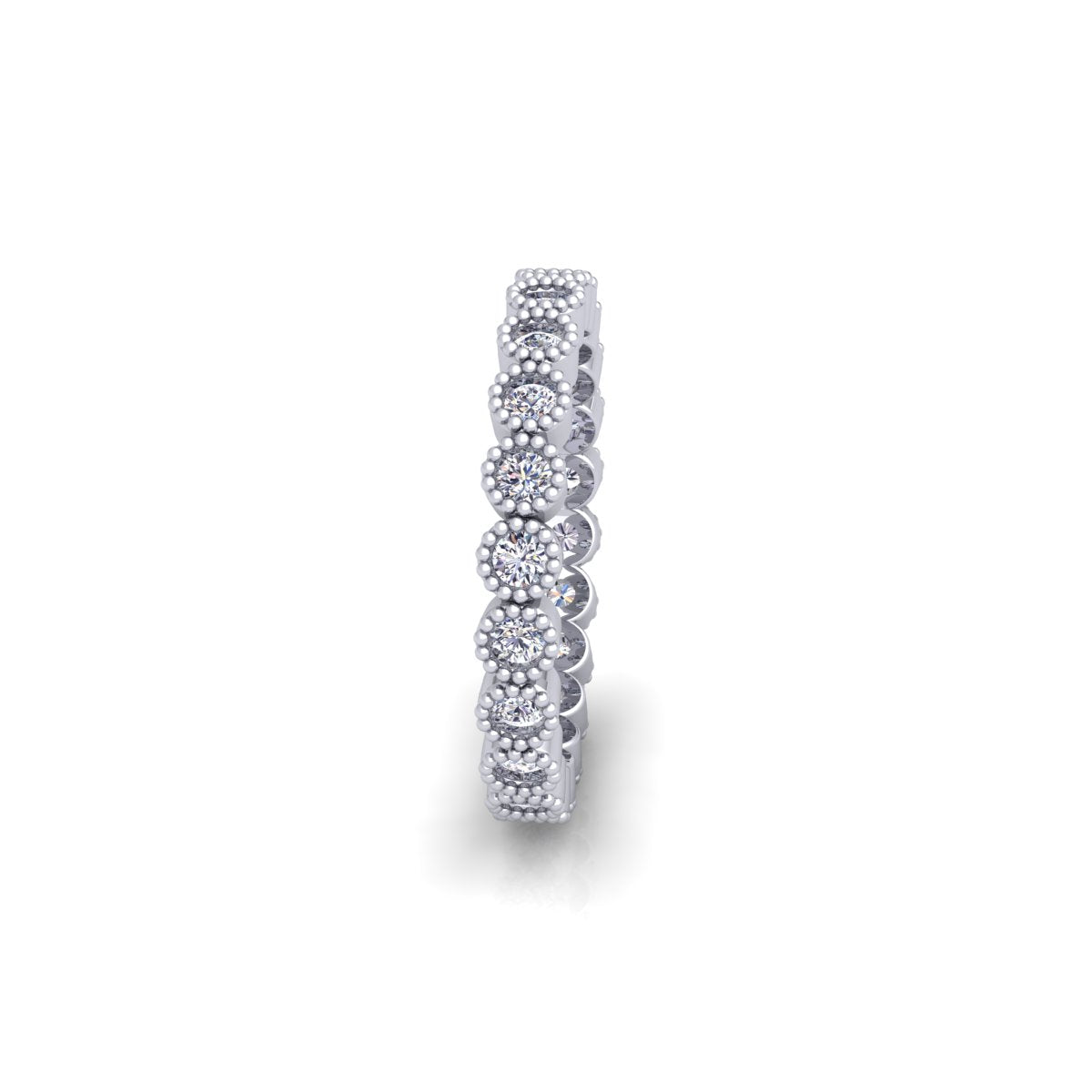 Lab Grown Diamond Full Eternity Bubble 14K White Gold Wedding Band