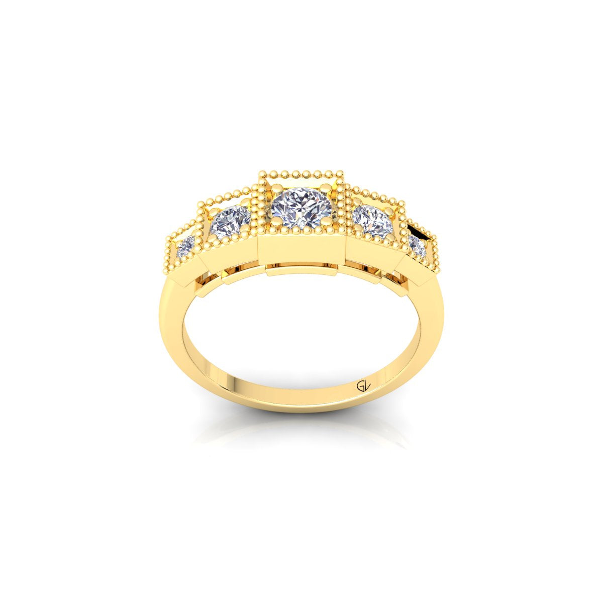 Lab Grown Diamond Five Stone 14K White Gold Wedding Ring