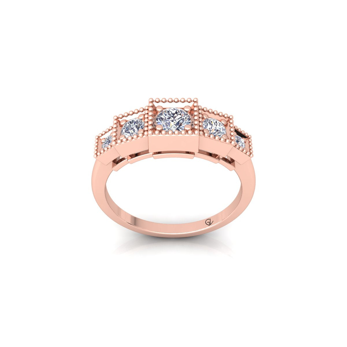 Lab Grown Diamond Five Stone 14K White Gold Wedding Ring