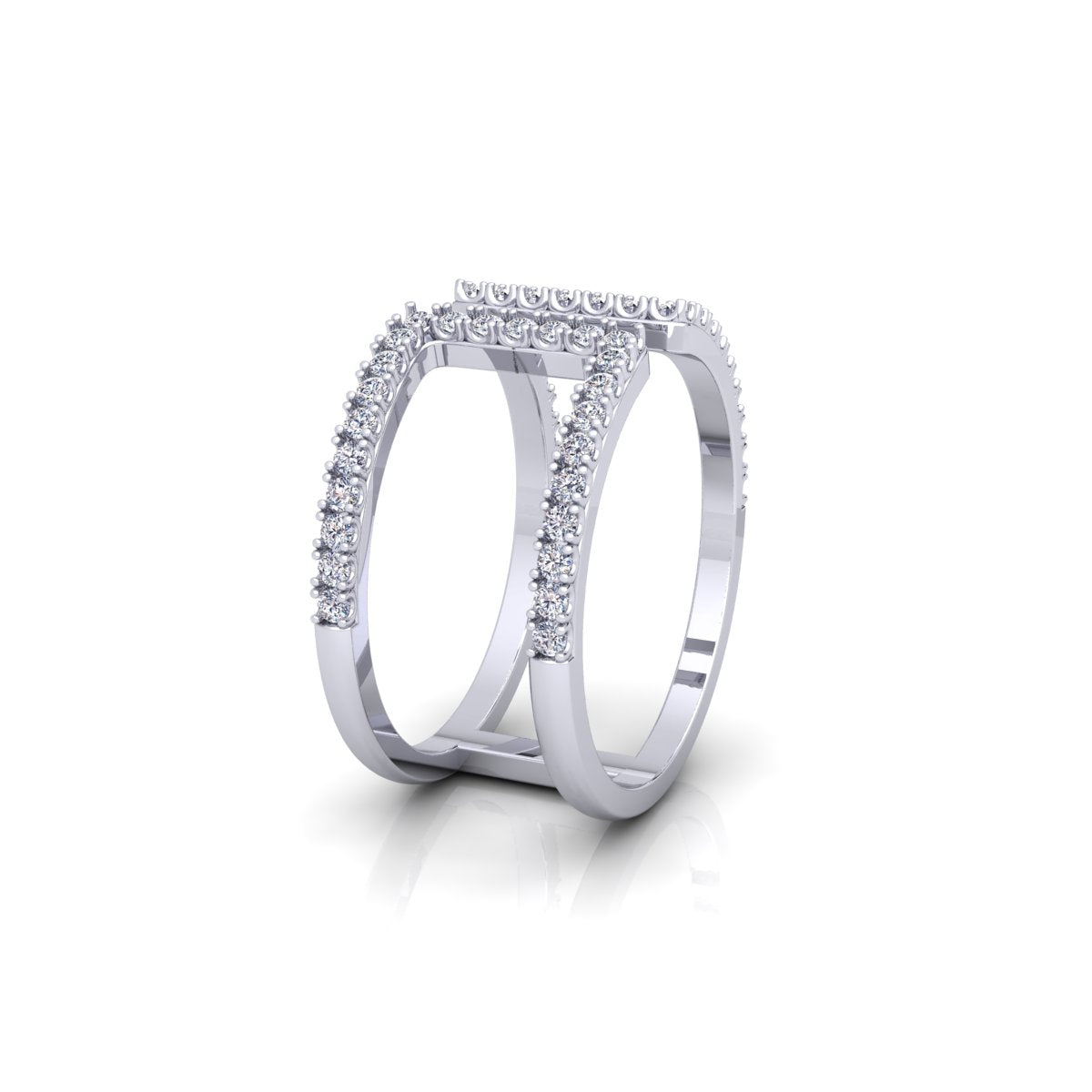 Lab Grown Diamond Dainty Open Cuff 14K White Gold Wedding Band