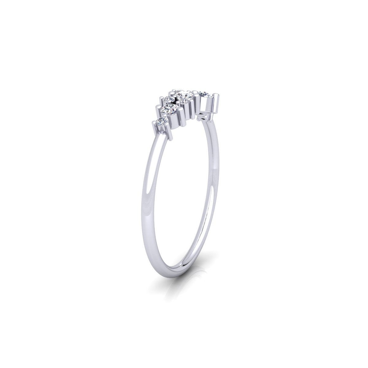 Lab Grown Diamond Cluster 14K White Gold Wedding Band