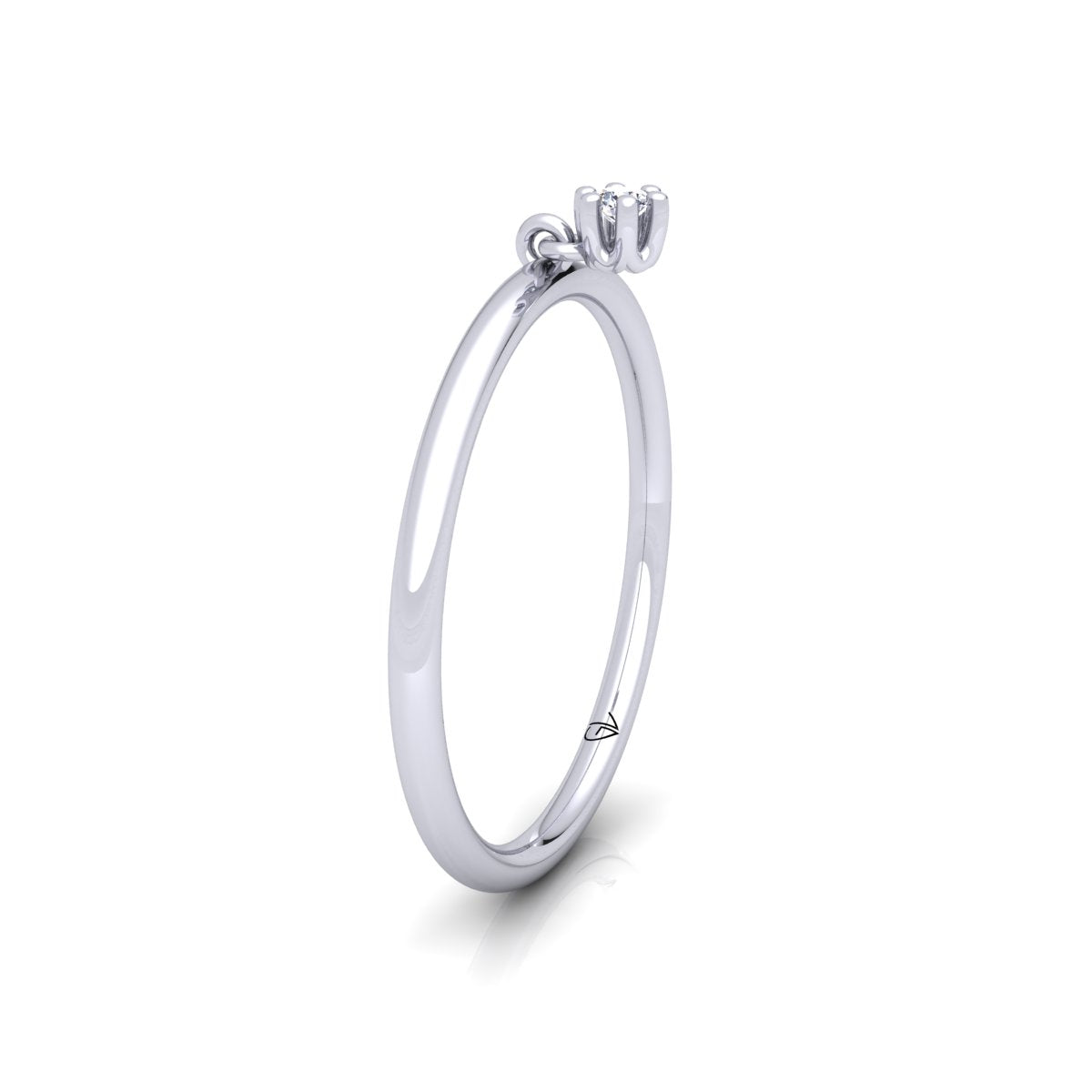 Lab Grown Diamond Dangling Charm 14K White Gold Wedding Ring
