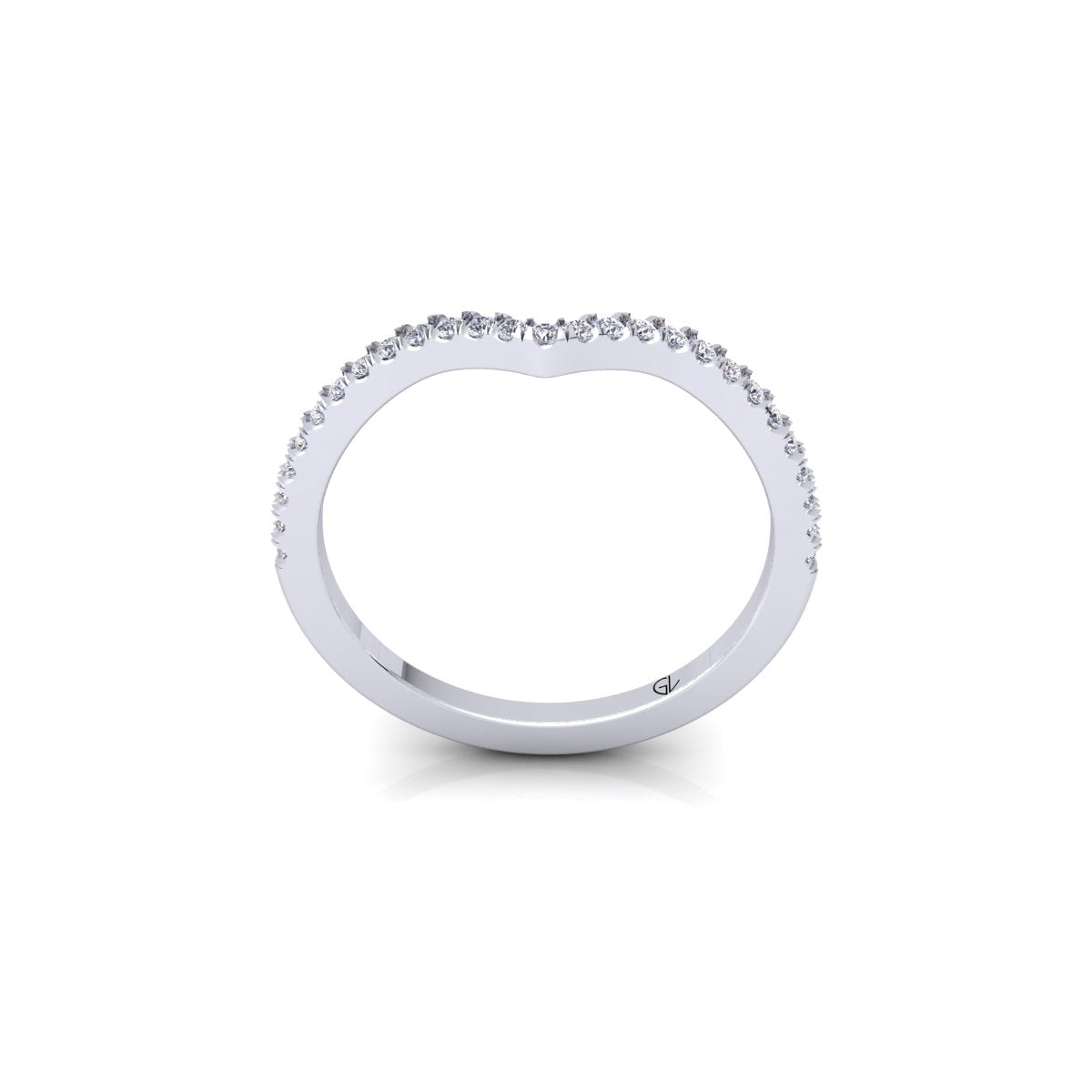 Half Eternity Curved Round Lab Grown Diamond 14K White Gold Wedding Band