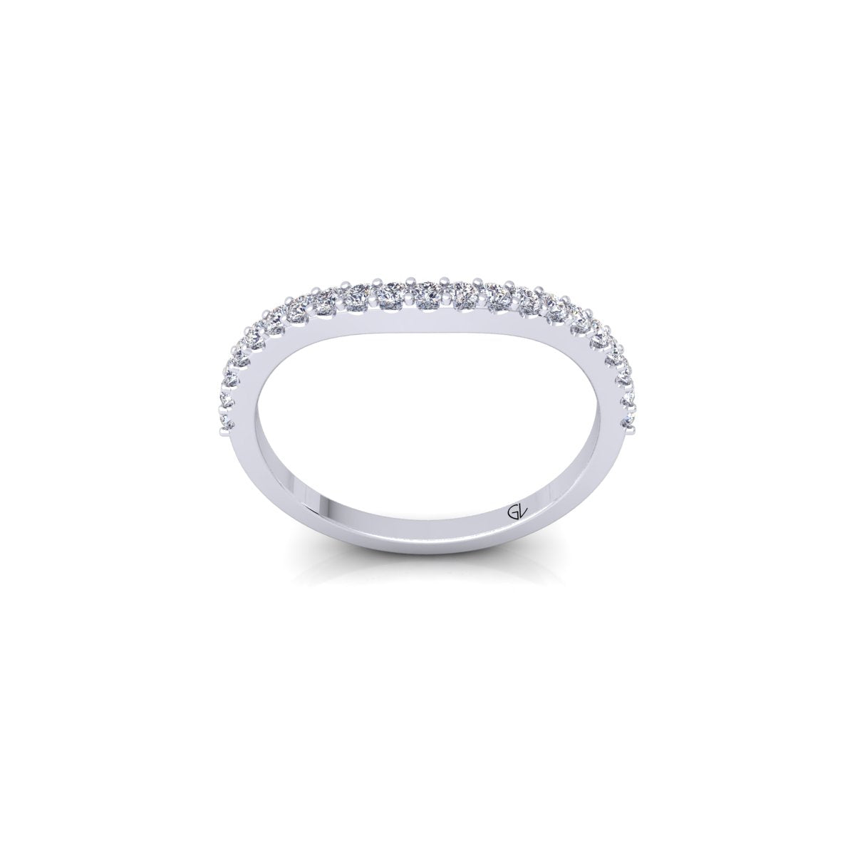 Lab Grown Diamond Curved Minimalist 14K White Gold Wedding Band