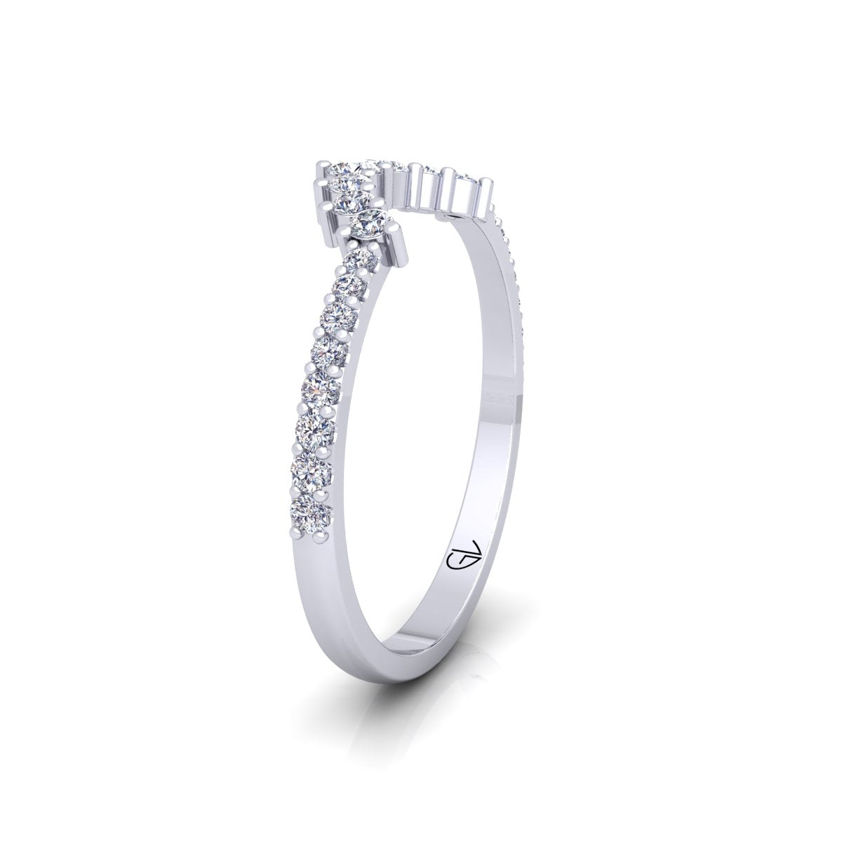 Lab Grown Diamond Curved 14K White Gold Wedding Band