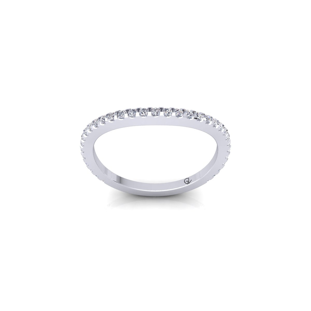 Lab Grown Diamond Curved Minimalist 14K White Gold Wedding Band