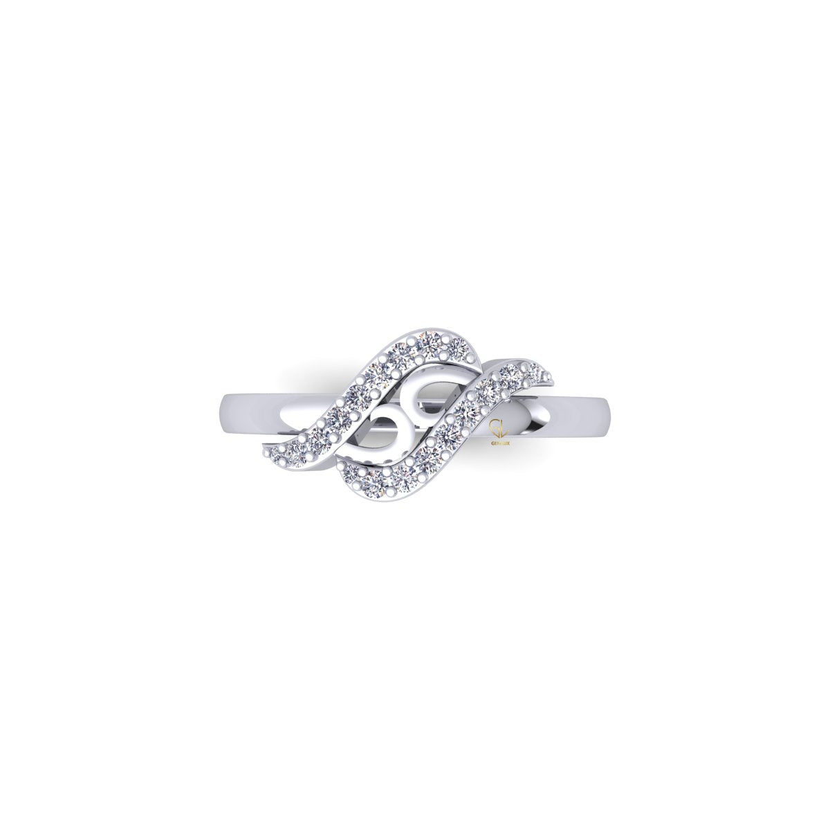 Lab Grown Diamond Swirl 14K White Gold Wedding Band