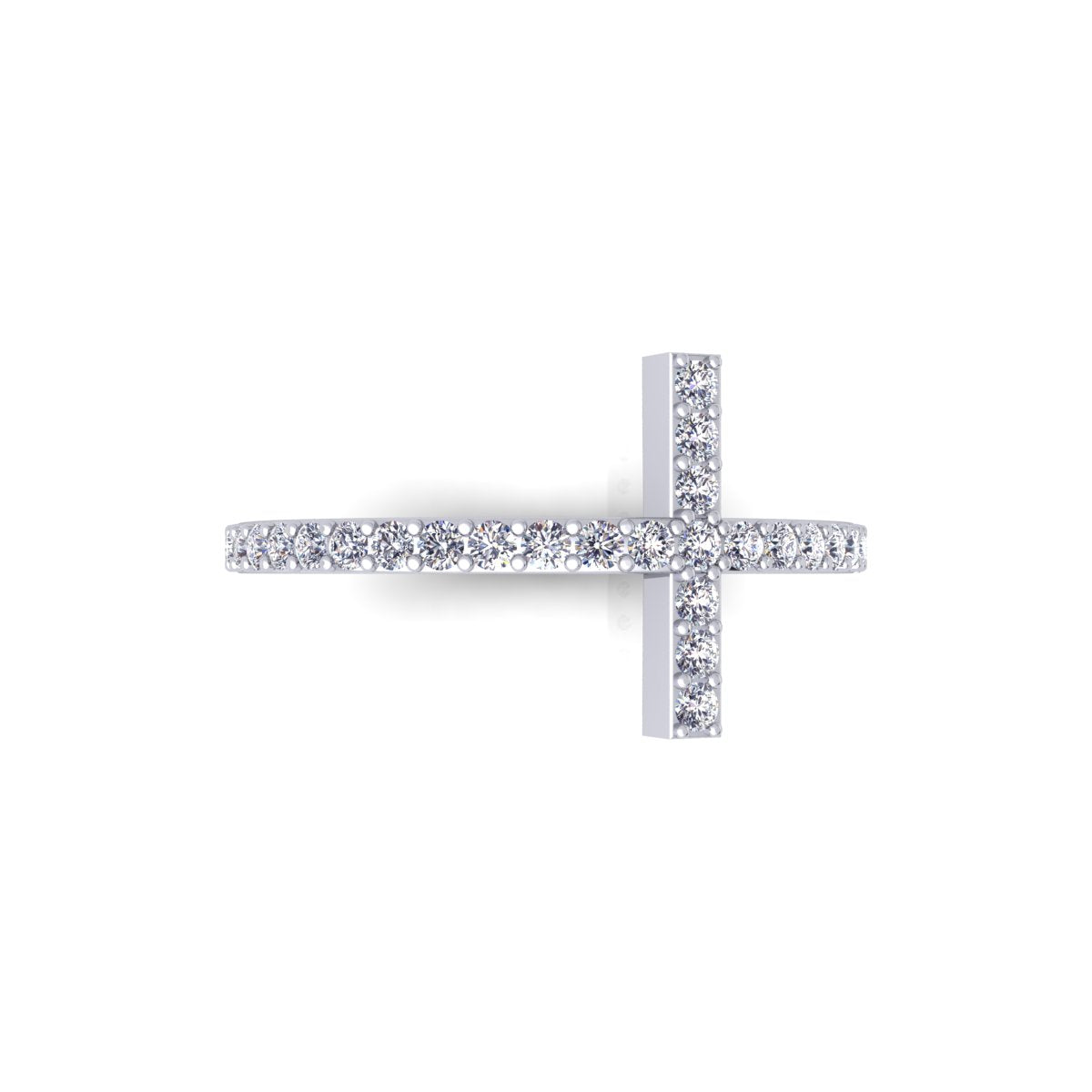 Lab Grown Diamond Cross Band 14K White Gold Wedding Band