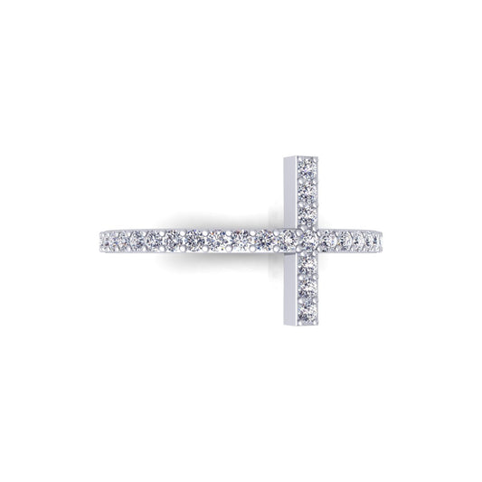 Lab Grown Diamond Cross Band 14K White Gold Wedding Band