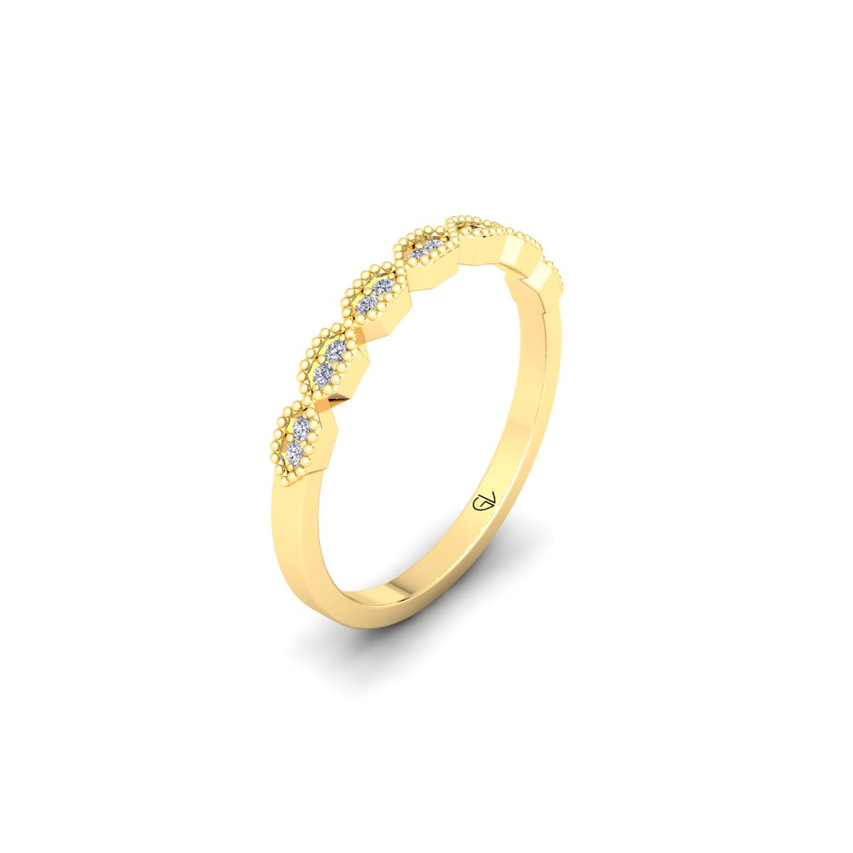 Lab Grown Diamond Vintage Inspired 14K White Gold Wedding Band