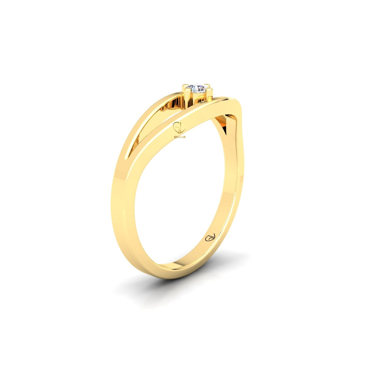 Lab Grown Diamond Curved Solitaire 14K White Gold Wedding Band