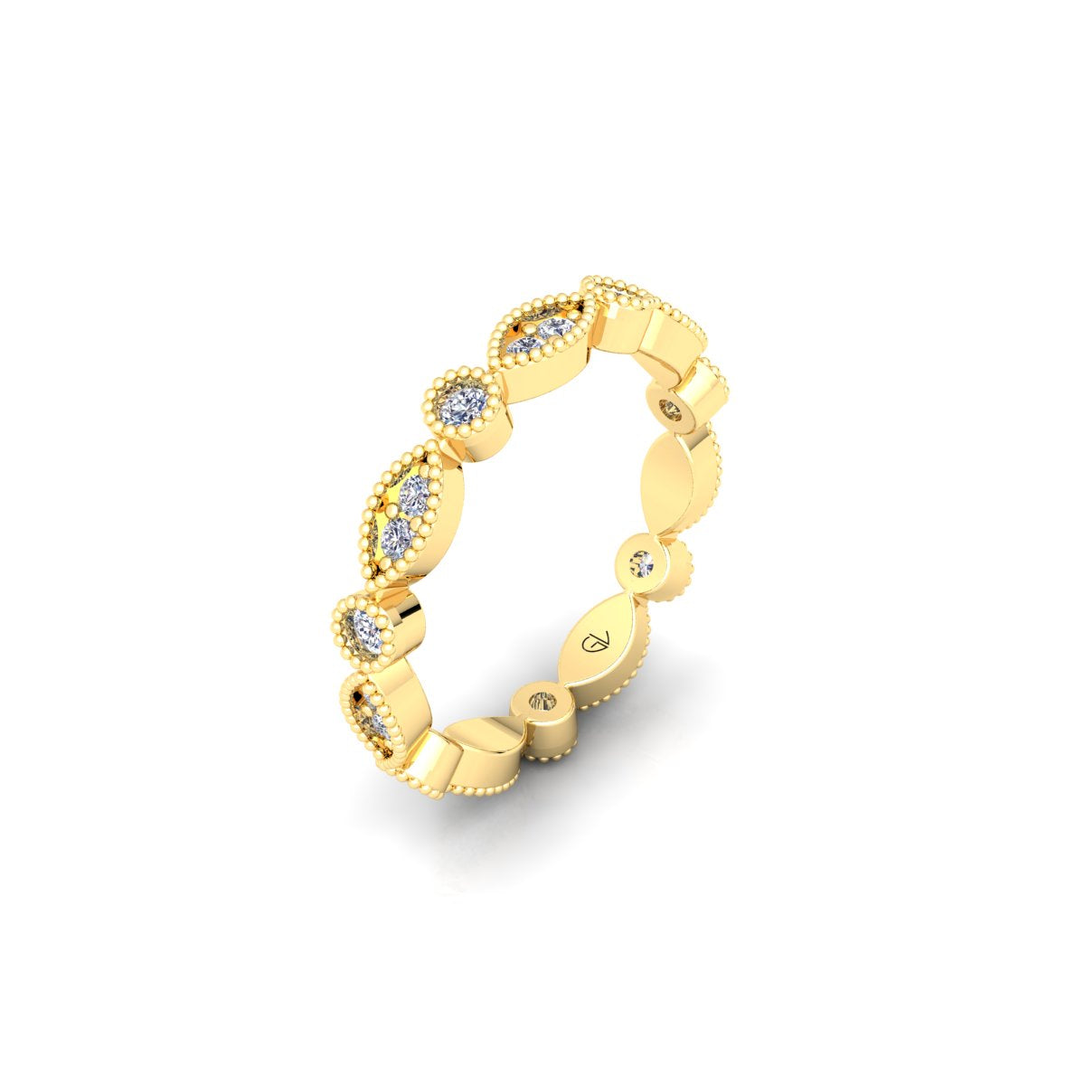 Lab Grown Diamond Vintage Full Eternity 14K White Gold Wedding Band