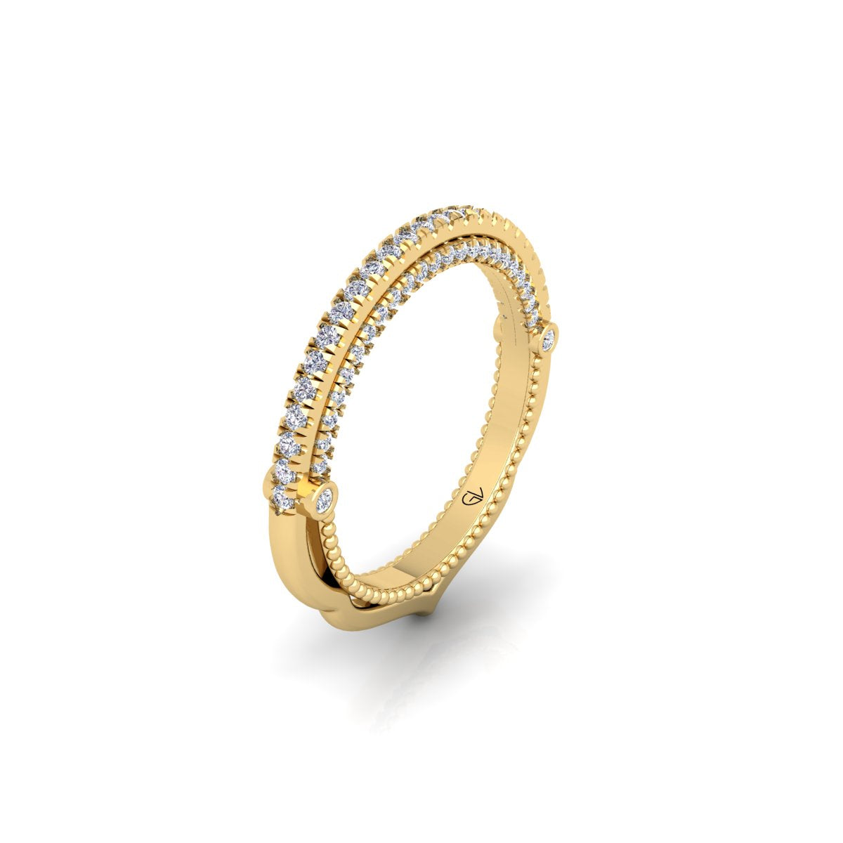 Lab Grown Diamond Vintage Inspired Half Eternity 14K White Gold Wedding Band