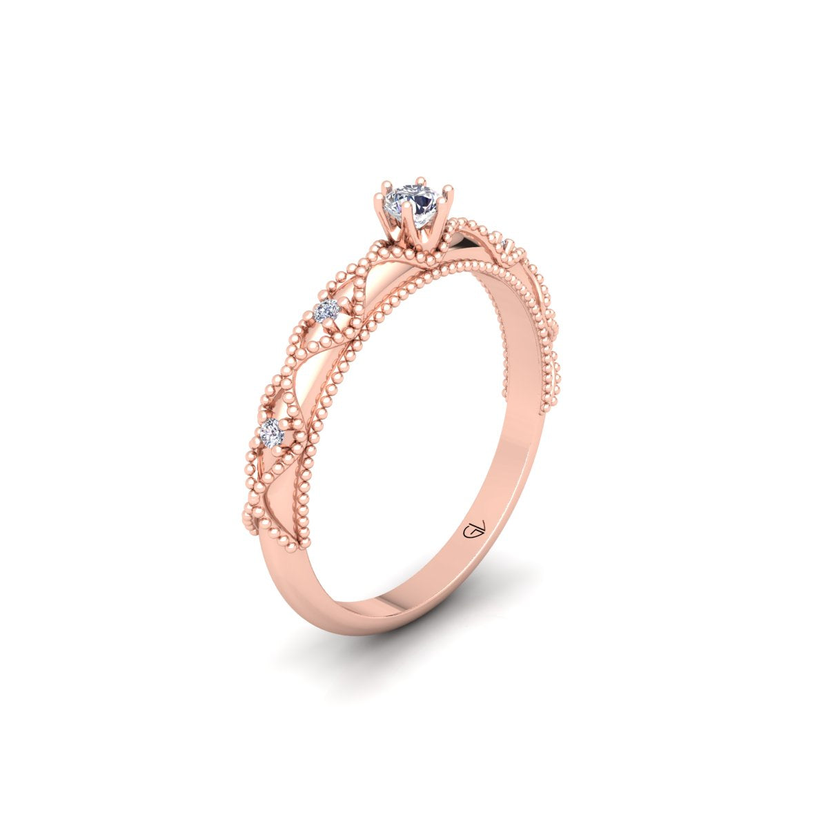 Lab Grown Diamond Vintage Inspired 14K White Gold Wedding Ring