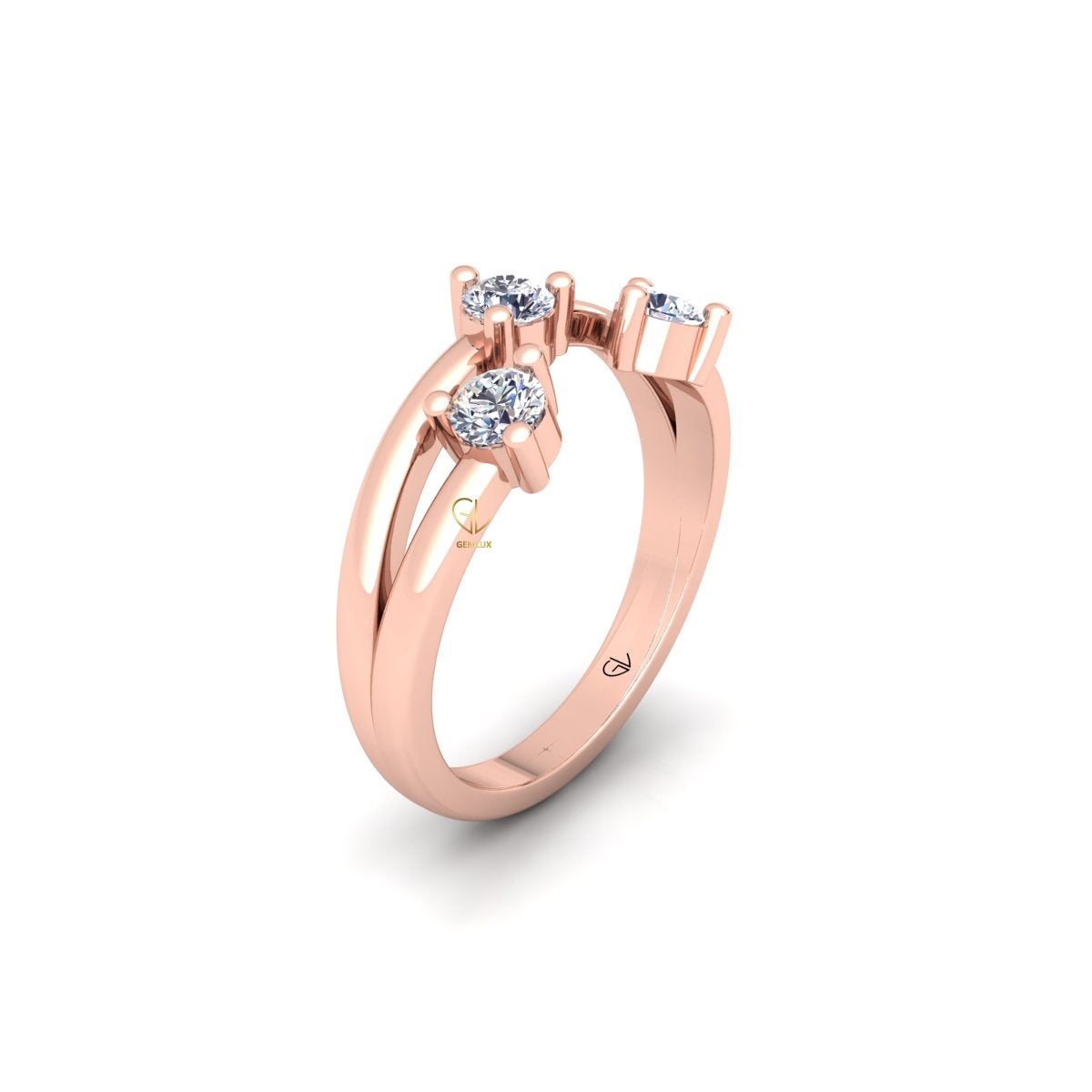 Lab Grown Diamond Three Stone 14K White Gold Wedding Band