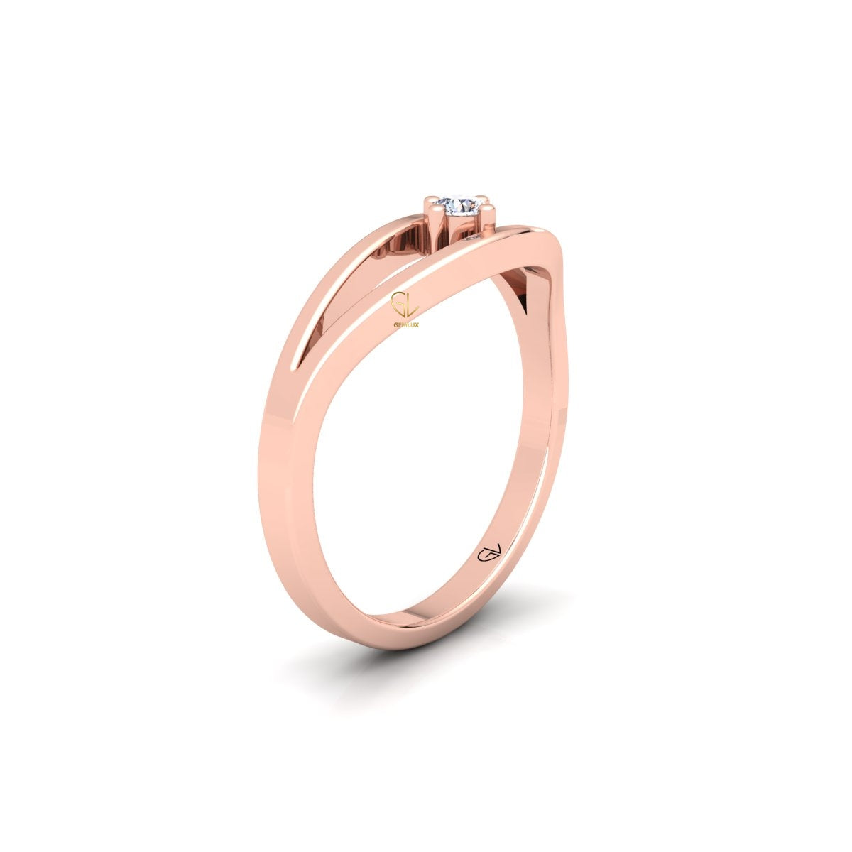 Lab Grown Diamond Curved Solitaire 14K White Gold Wedding Band