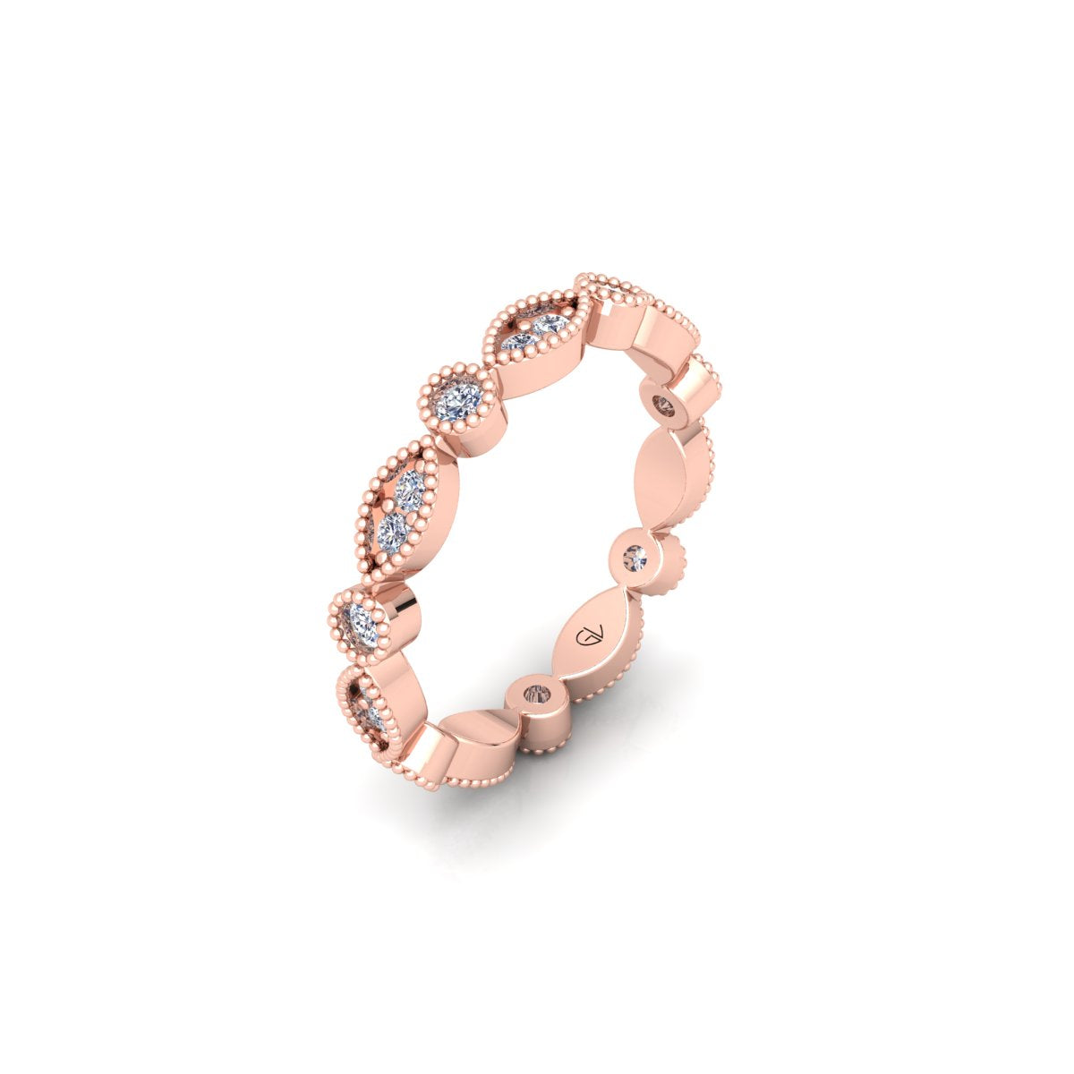 Lab Grown Diamond Vintage Full Eternity 14K White Gold Wedding Band