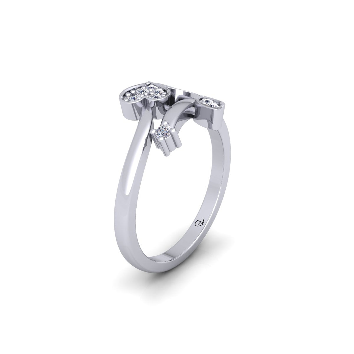 Lab Grown Diamond Swirl Leaf Inspired 14K White Gold Wedding Band