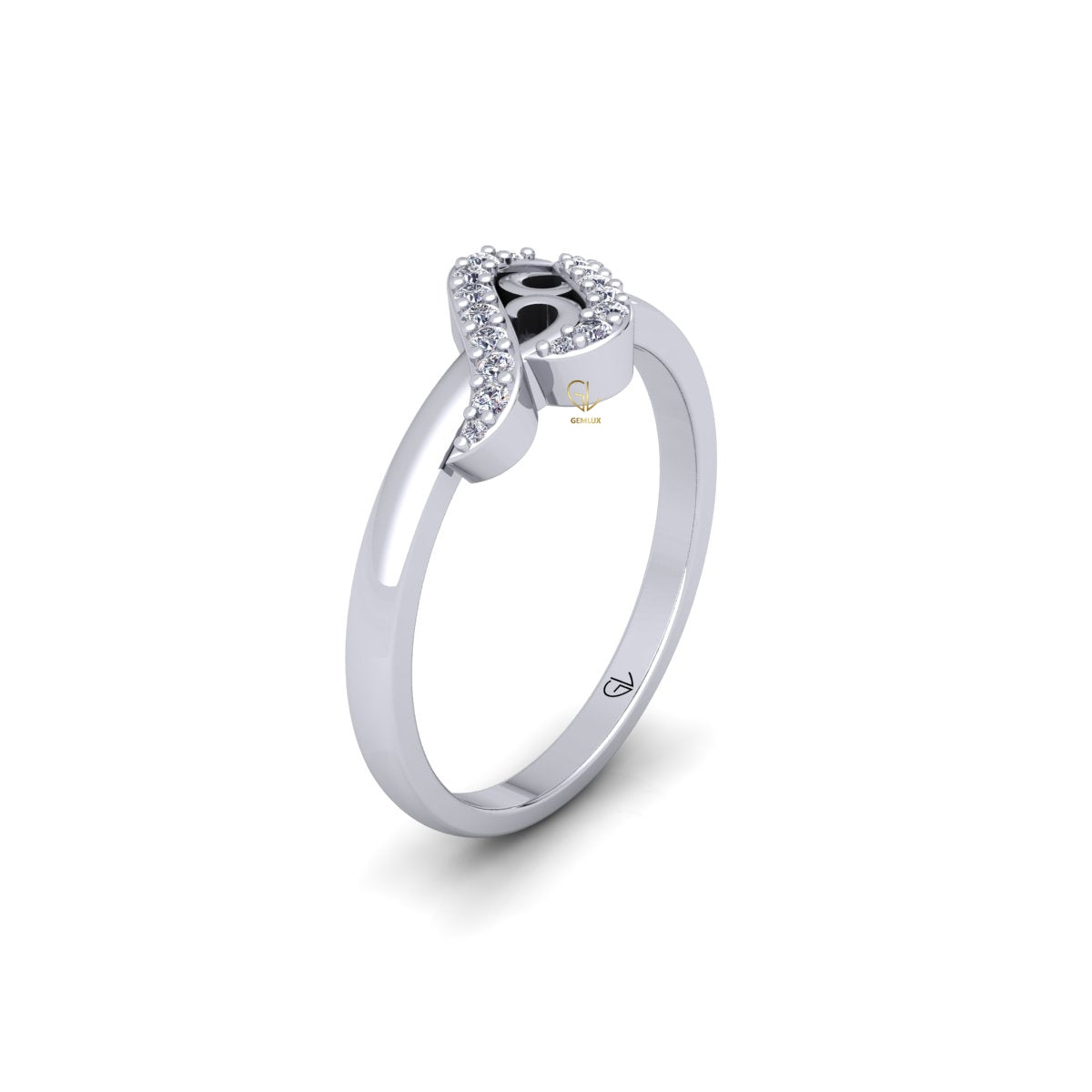 Lab Grown Diamond Swirl 14K White Gold Wedding Band