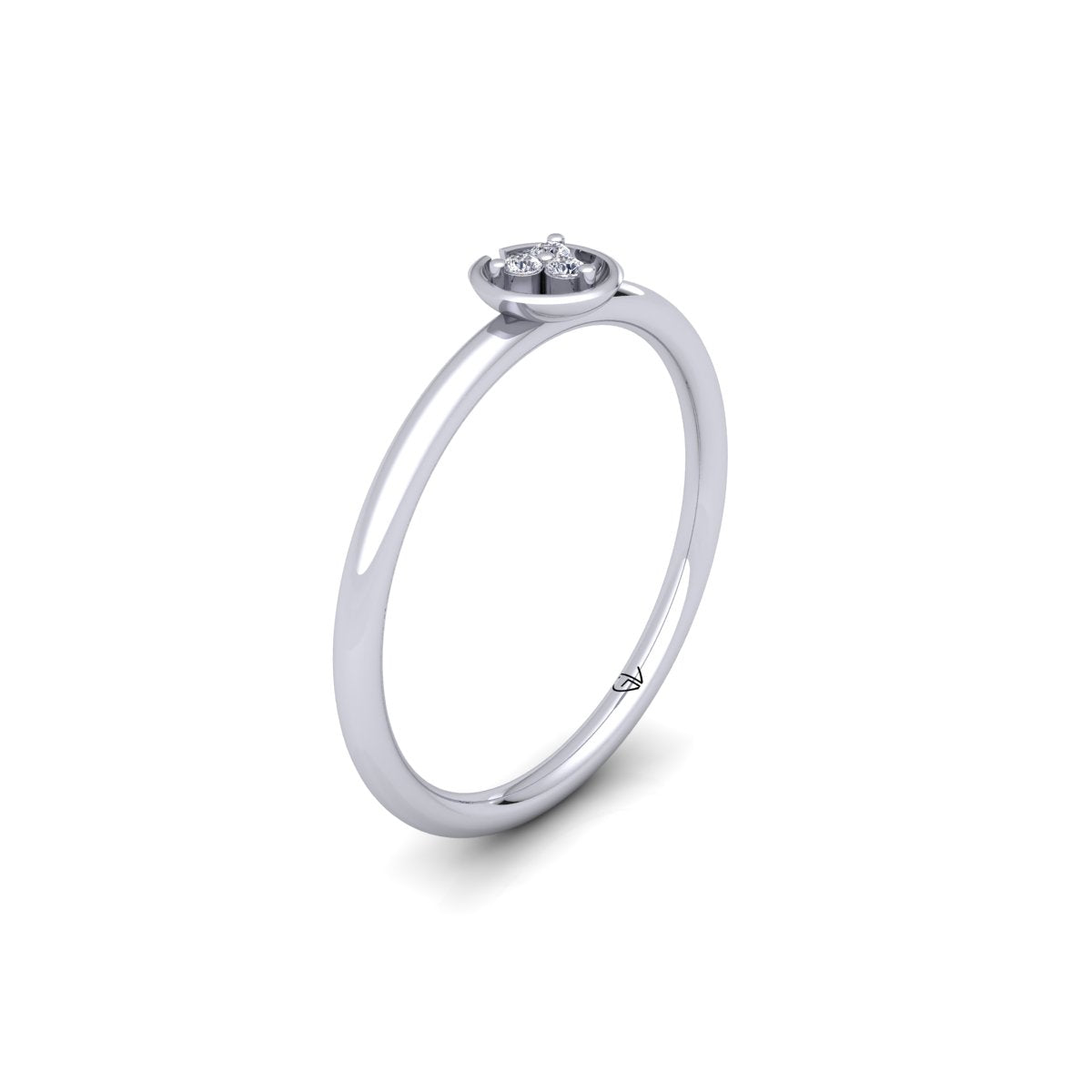 Lab Grown Diamond Three Stone 14K White Gold Wedding Ring