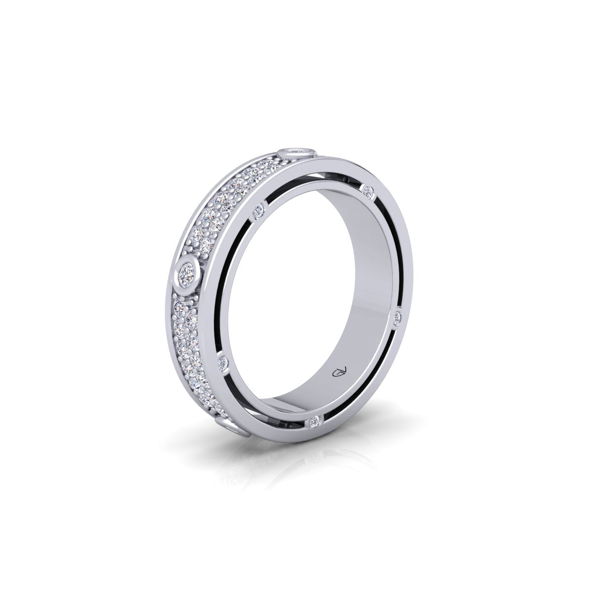 Lab Grown Diamond Vintage Full Eternity 14K White Gold Wedding Band