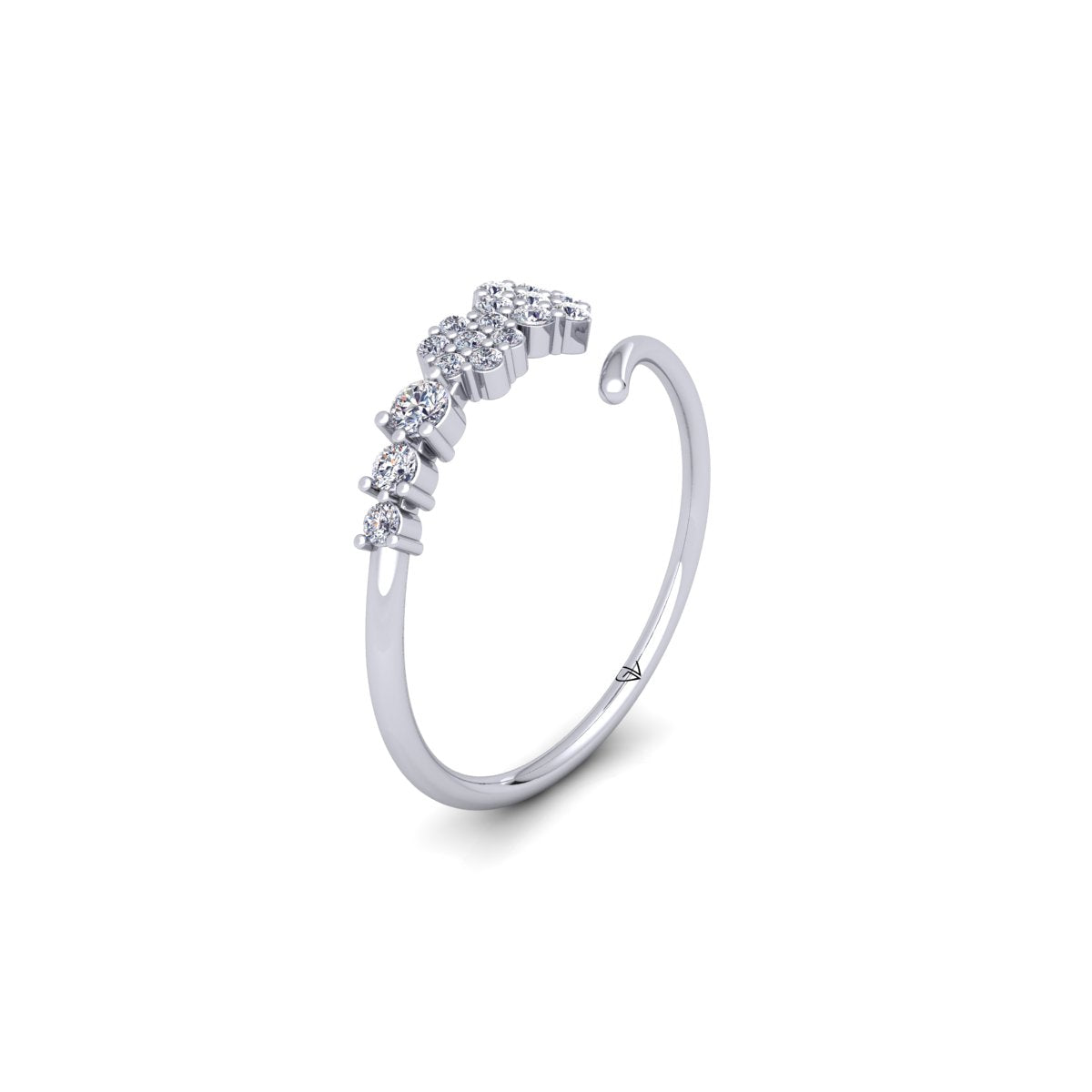 Lab Grown Diamond Floral Inspired 14K White Gold Wedding Band