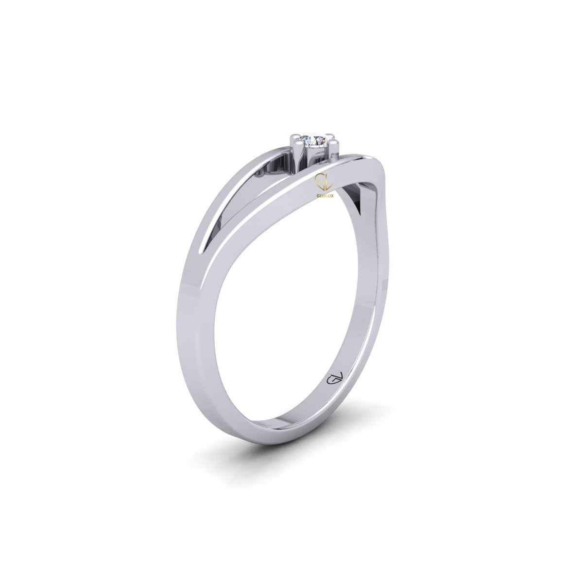 Lab Grown Diamond Curved Solitaire 14K White Gold Wedding Band