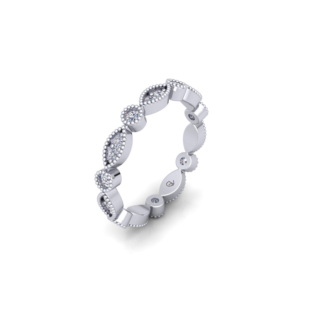 Lab Grown Diamond Vintage Full Eternity 14K White Gold Wedding Band