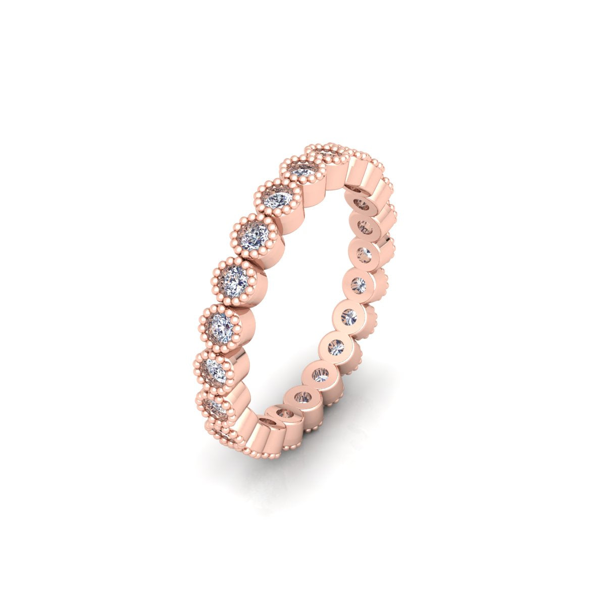 Lab Grown Diamond Full Eternity Bubble 14K White Gold Wedding Band