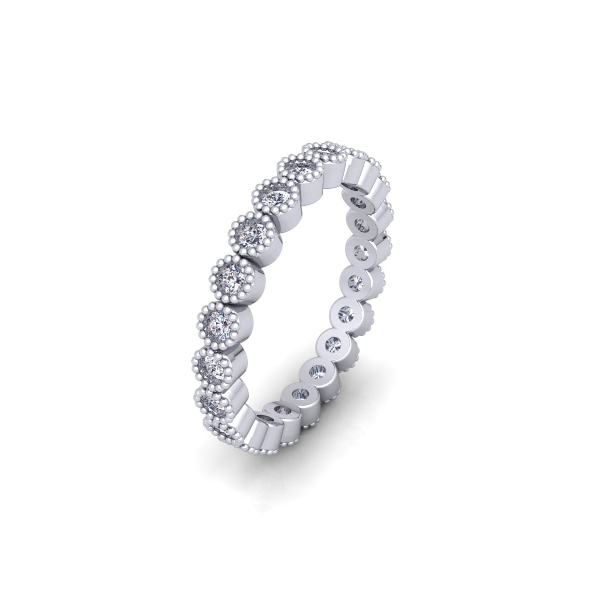 Lab Grown Diamond Full Eternity Bubble 14K White Gold Wedding Band