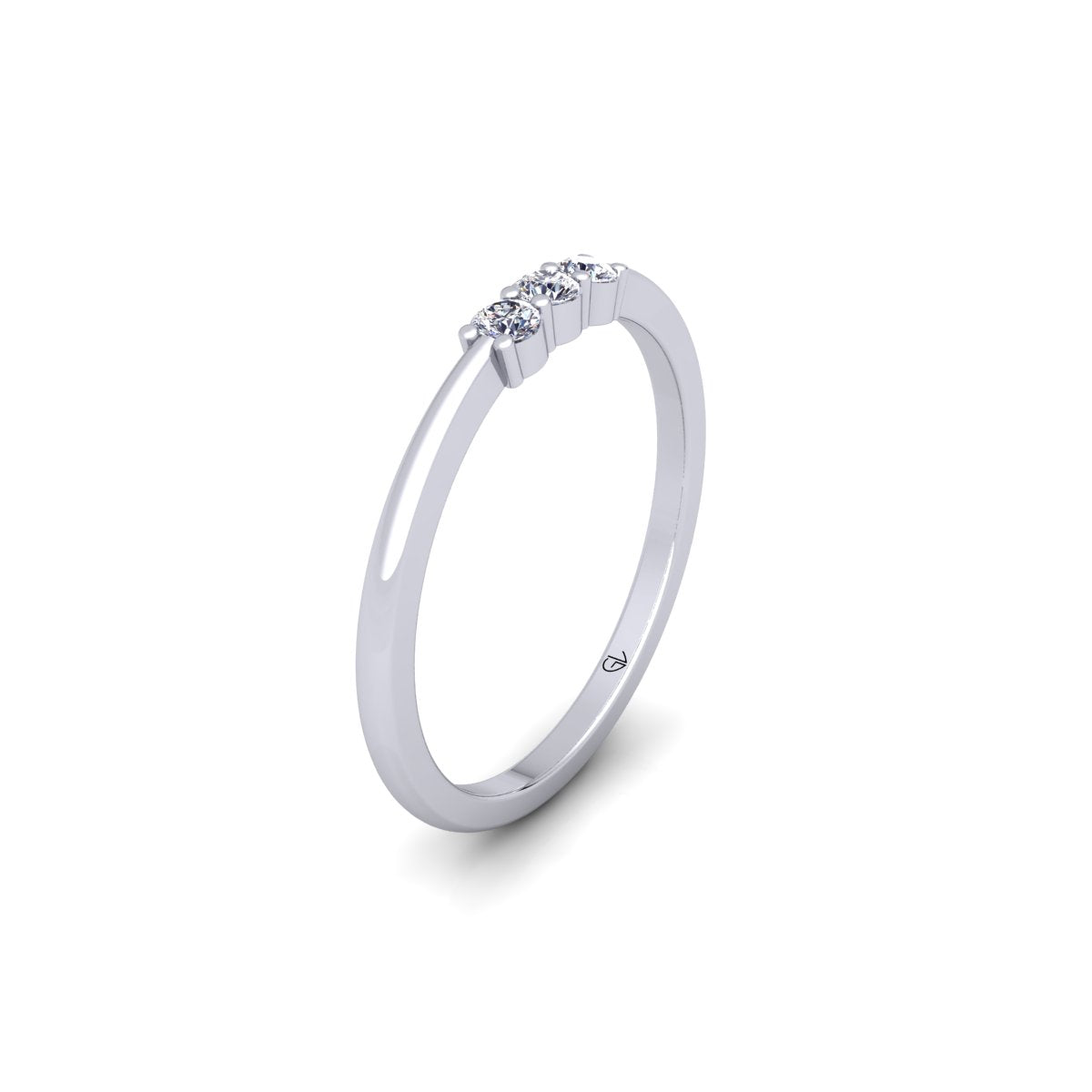 Lab Grown Diamond Three Stone 14K White Gold Wedding Band