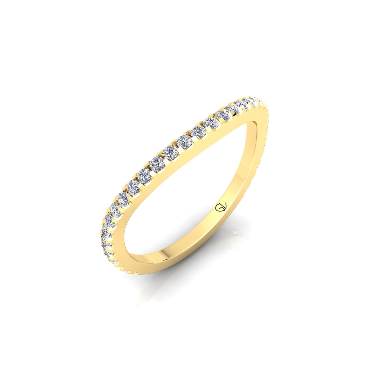 Lab Grown Diamond Curved Minimalist 14K White Gold Wedding Band