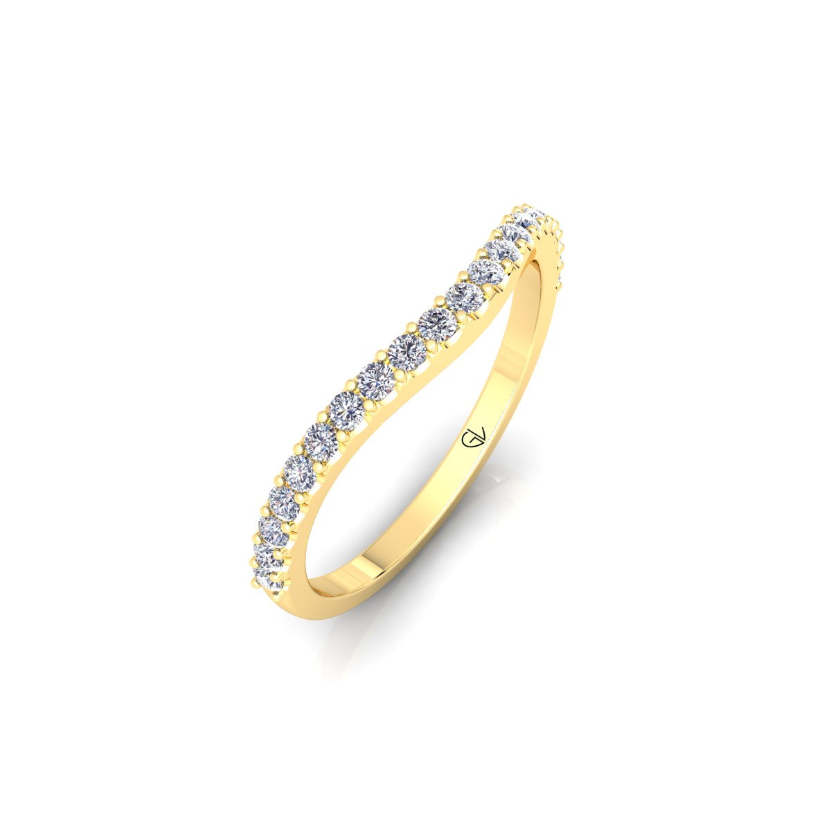 Lab Grown Diamond Curved Minimalist 14K White Gold Wedding Band